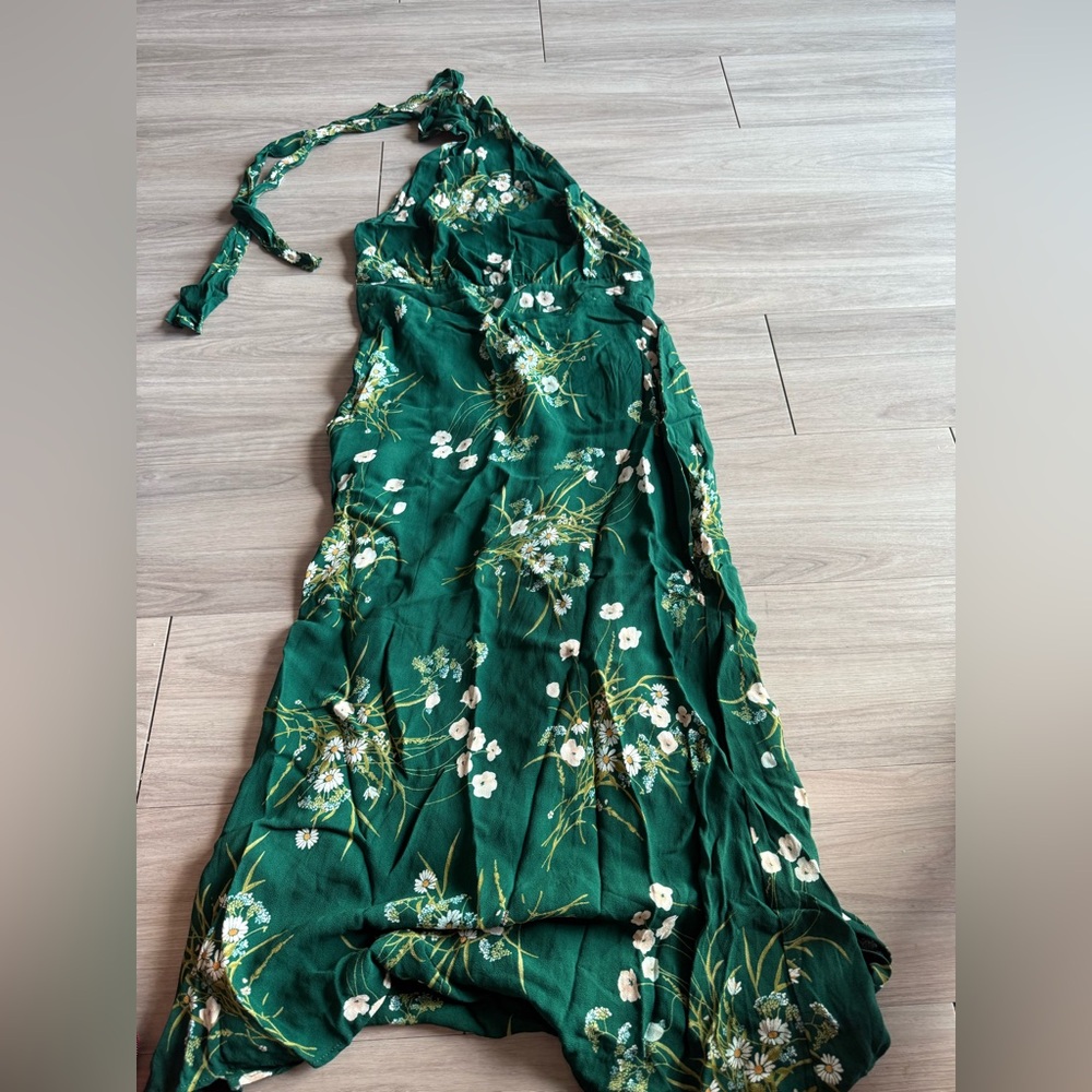 Reformation Floral Green Halter Maxi Dress